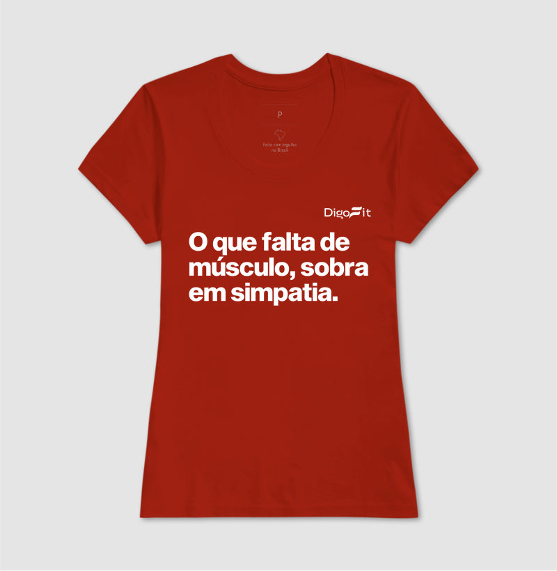 CAMISETA ACADEMIA FALTA DE MÚSCULO E SOBRA SIMPATIA