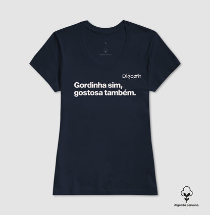 CAMISETA ALGODÃO PERUANO ACADEMIA GORDINHA SIM GOSTOSA TAMBÉM