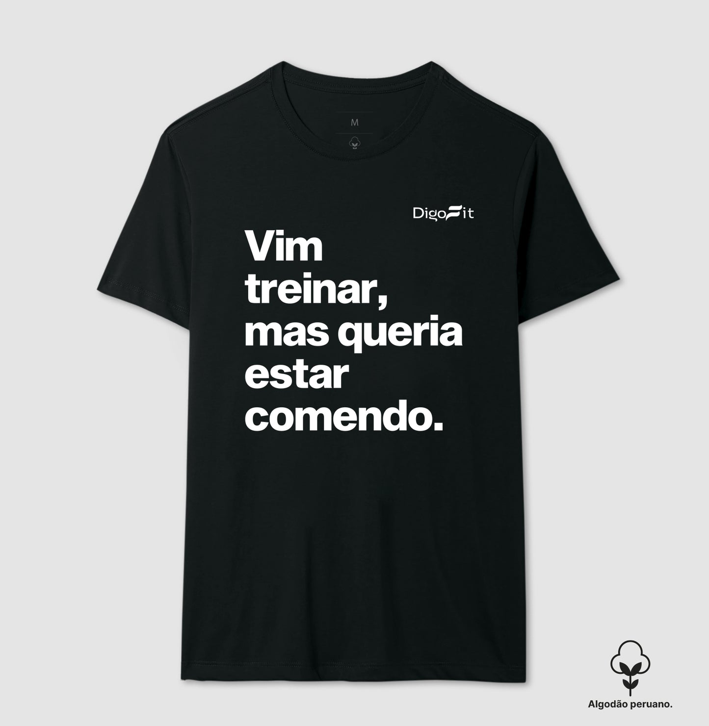 CAMISETA ALGODÃO PERUANO ACADEMIA VIM TREINAR MAS QUERIA ESTAR COMENDO