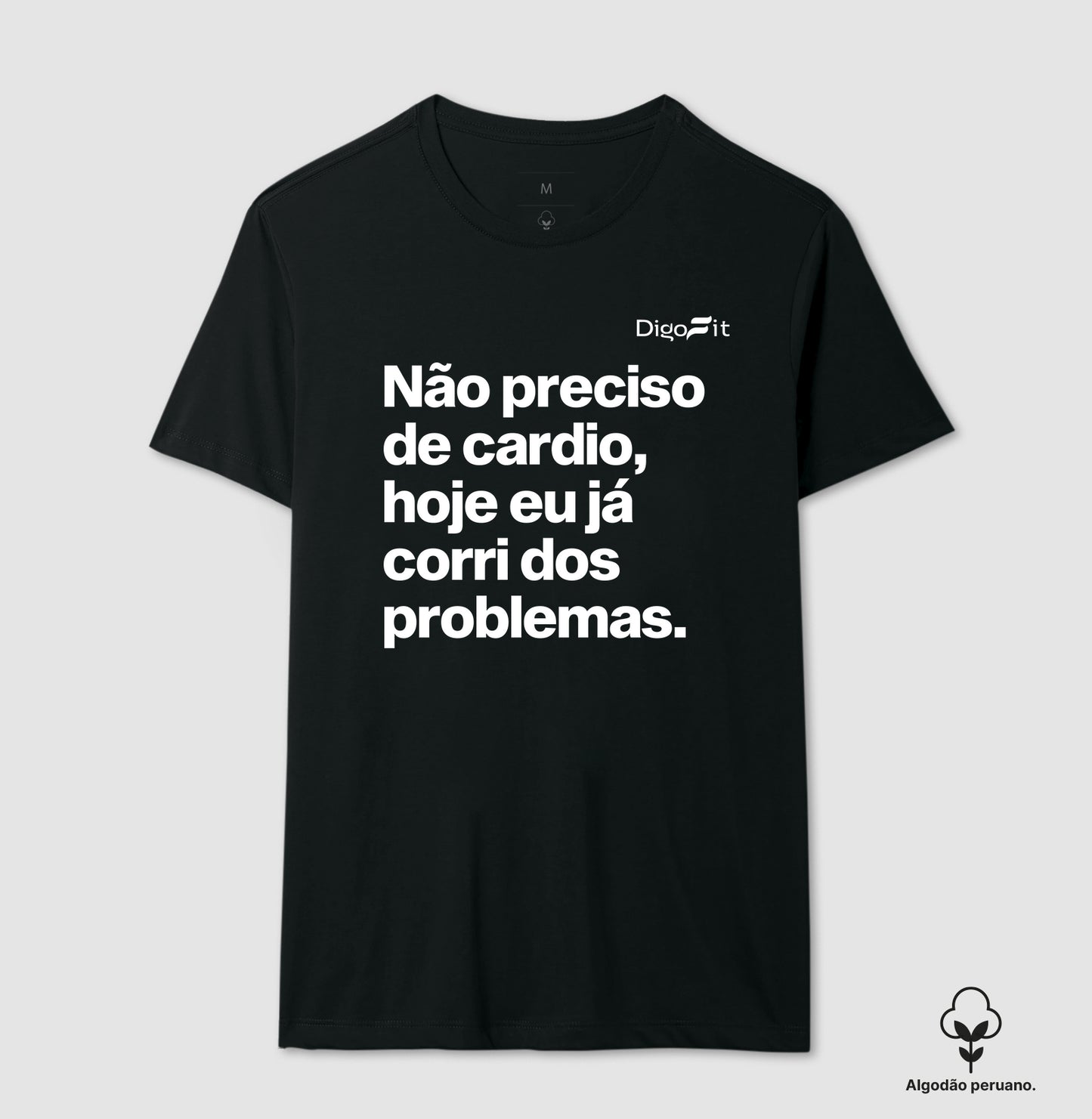CAMISETA ALGODÃO PERUANO ACADEMIA HOJE EU CORRI DOS PROBLEMAS