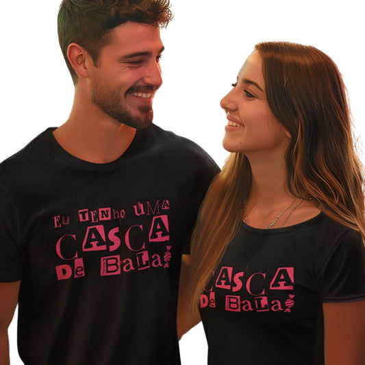 Camiseta com a frase "Eu tenho uma casca de bala".