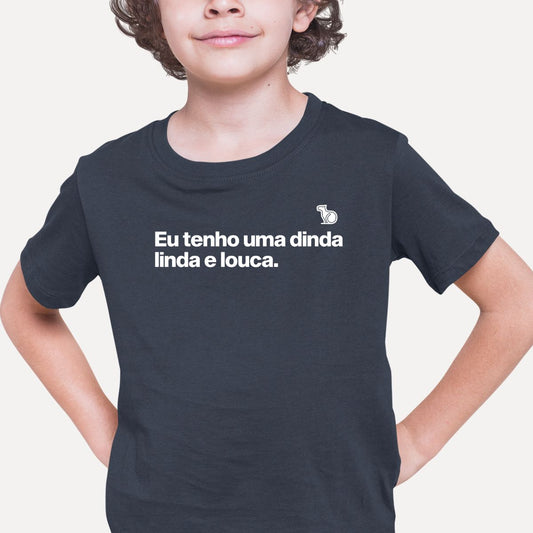 CAMISETA INFANTIL DINDA LINDA E LOUCA