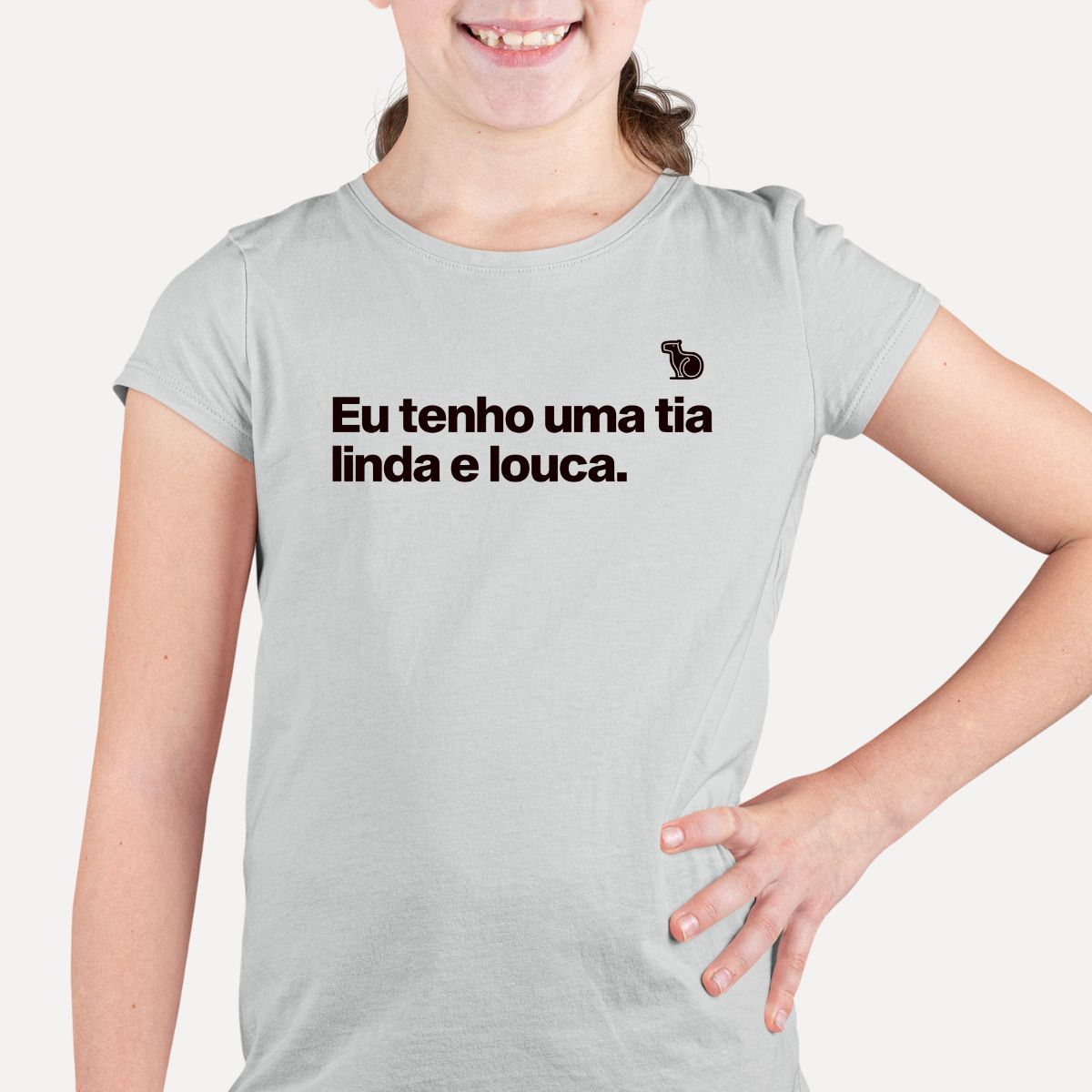 CAMISETA INFANTIL EU TENHO UMA TIA LINDA E LOUCA