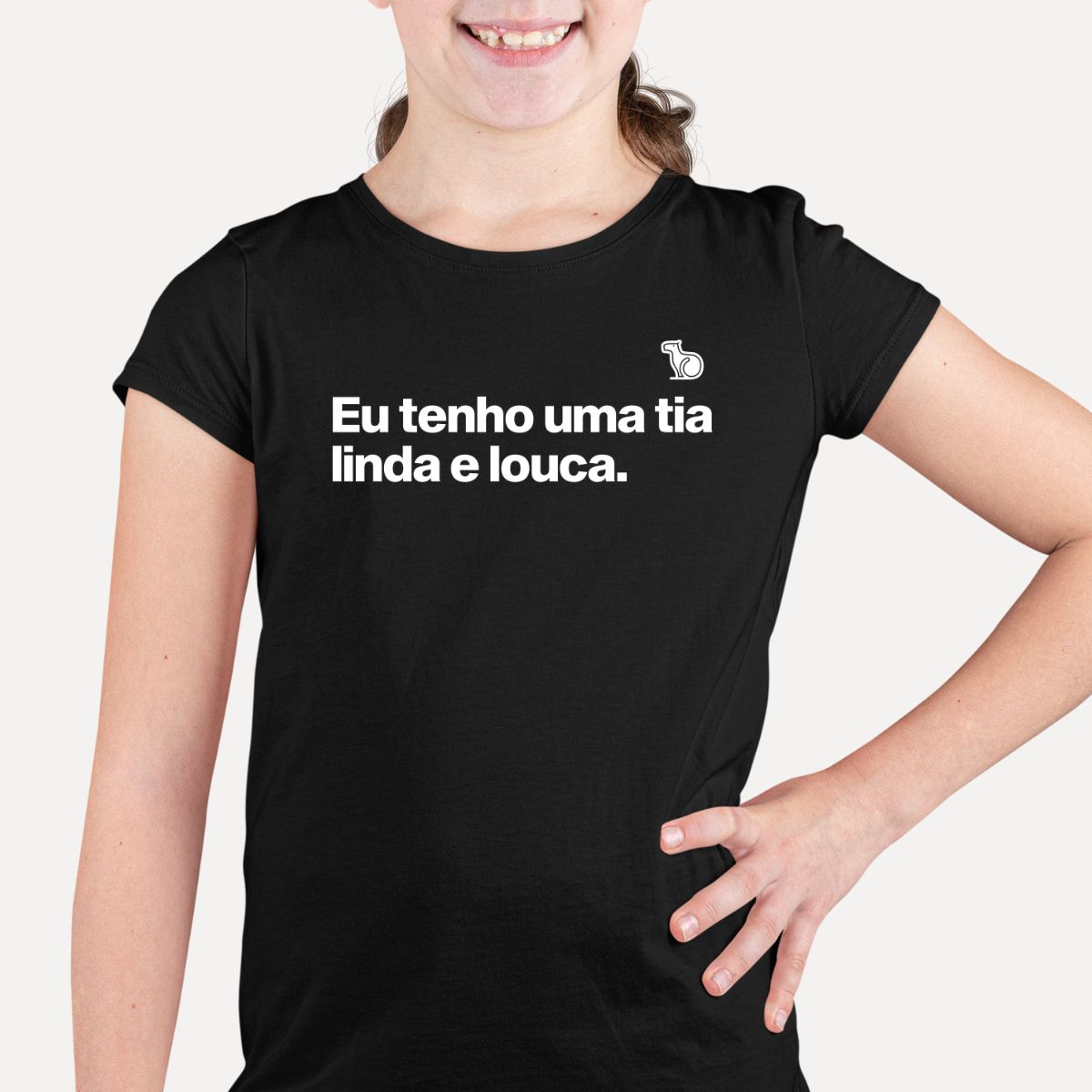 CAMISETA INFANTIL EU TENHO UMA TIA LINDA E LOUCA