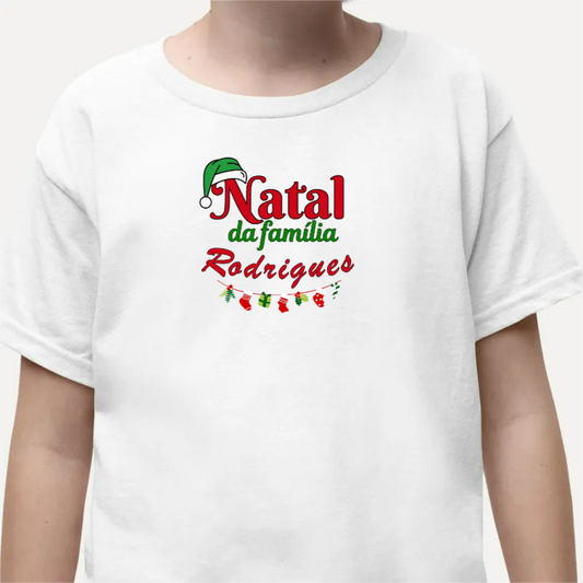 CAMISETA INFANTIL PERSONALIZADA NATAL EM FAMÍLIA