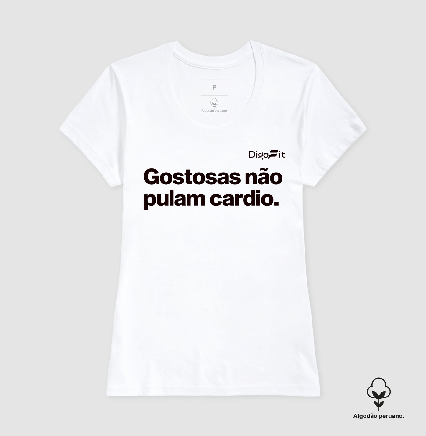 CAMISETA ALGODÃO PERUANO ACADEMIA GOSTOSAS NÃO PULAM CARDIO