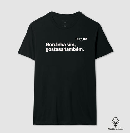 CAMISETA ALGODÃO PERUANO ACADEMIA GORDINHA SIM GOSTOSA TAMBÉM