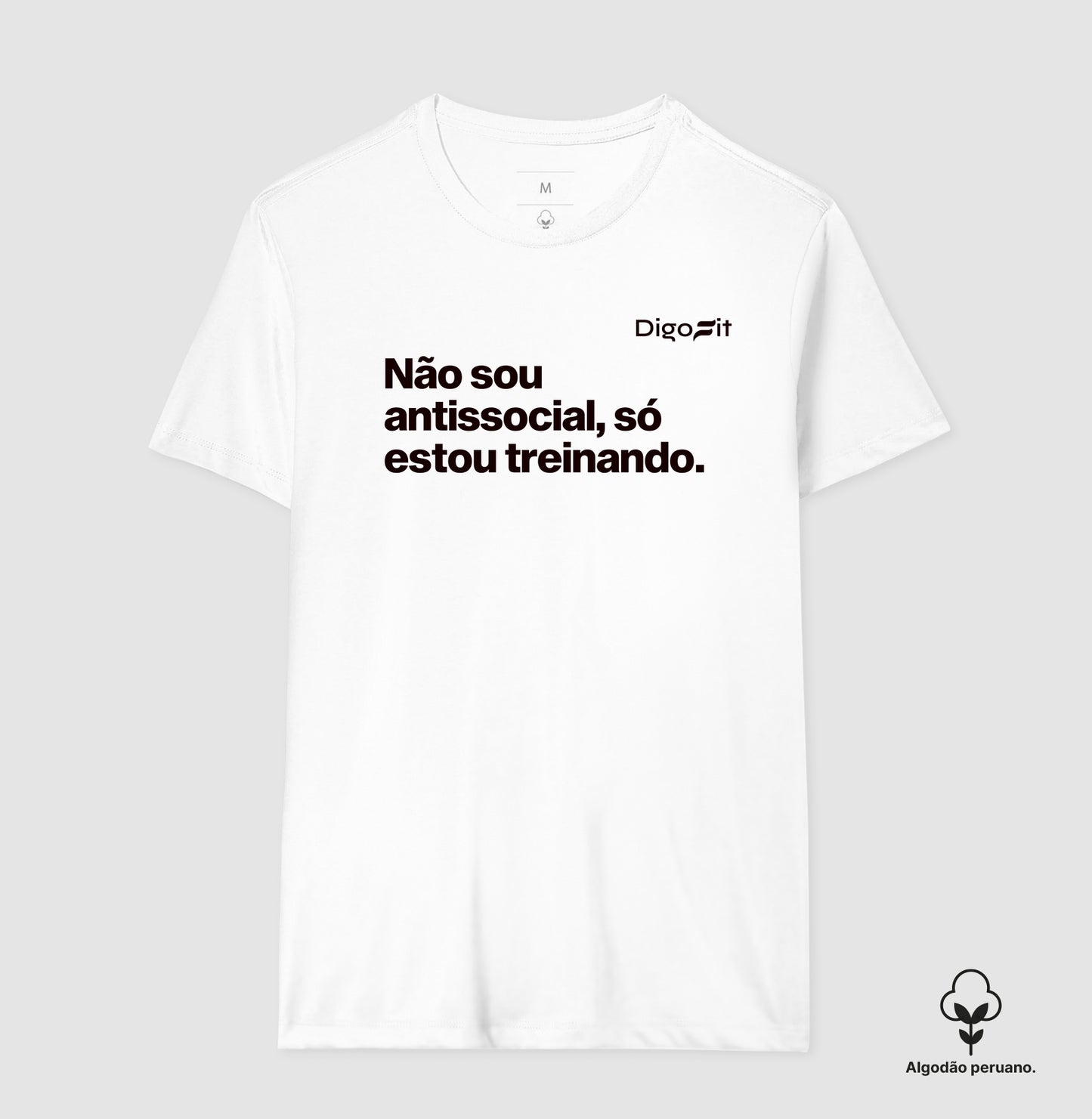 CAMISETA ALGODÃO PERUANO ACADEMIA NÃO SOU ANTISSOCIAL SÓ ESTOU TREINANDO