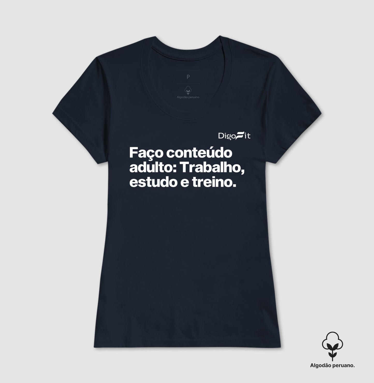 CAMISETA ALGODÃO PEREUNO ACADEMIA EU FAÇO CONTEÚDO ADULTO