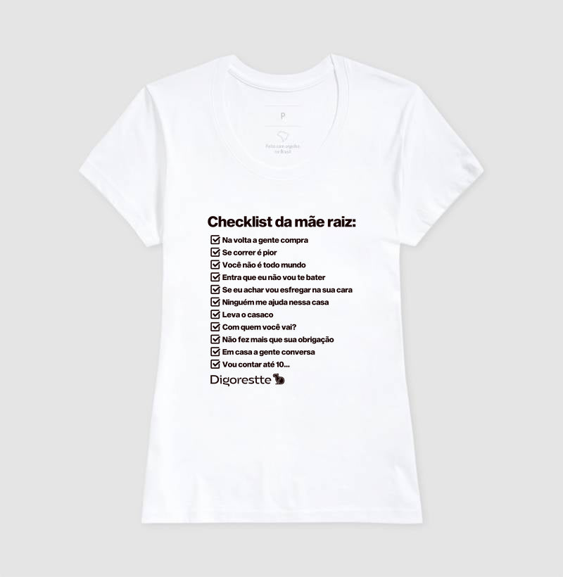 CAMISETA CHECKLIST MÃE RAIZ