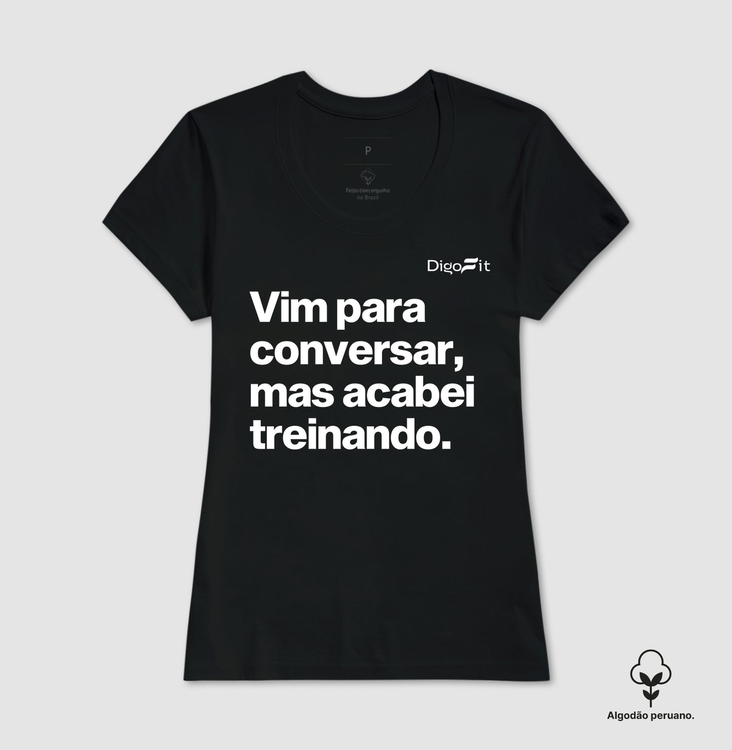 CAMISETA ALGODÃO PERUANO ACADEMIA VIM PARA CONVERSAR