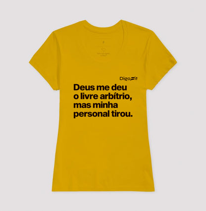 CAMISETA ACADEMIA MINHA PERSONAL TIROU MEU LIVRE ARBÍTRIO