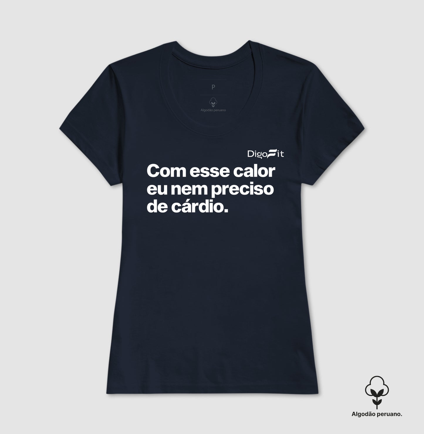 CAMISETA ALGODÃO PERUANO ACADEMIA COM ESSE CALOR NEM PRECISO DE CÁRDIO