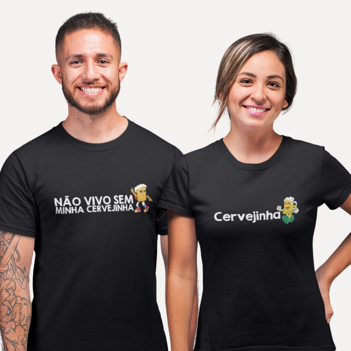 KIT CAMISETAS CASAL NÃO VIVO SEM CERVEJINHA