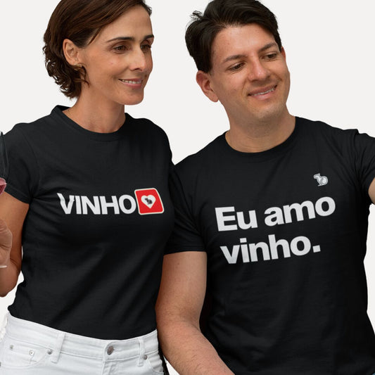 KIT CAMISETAS CASAL EU AMO VINHO