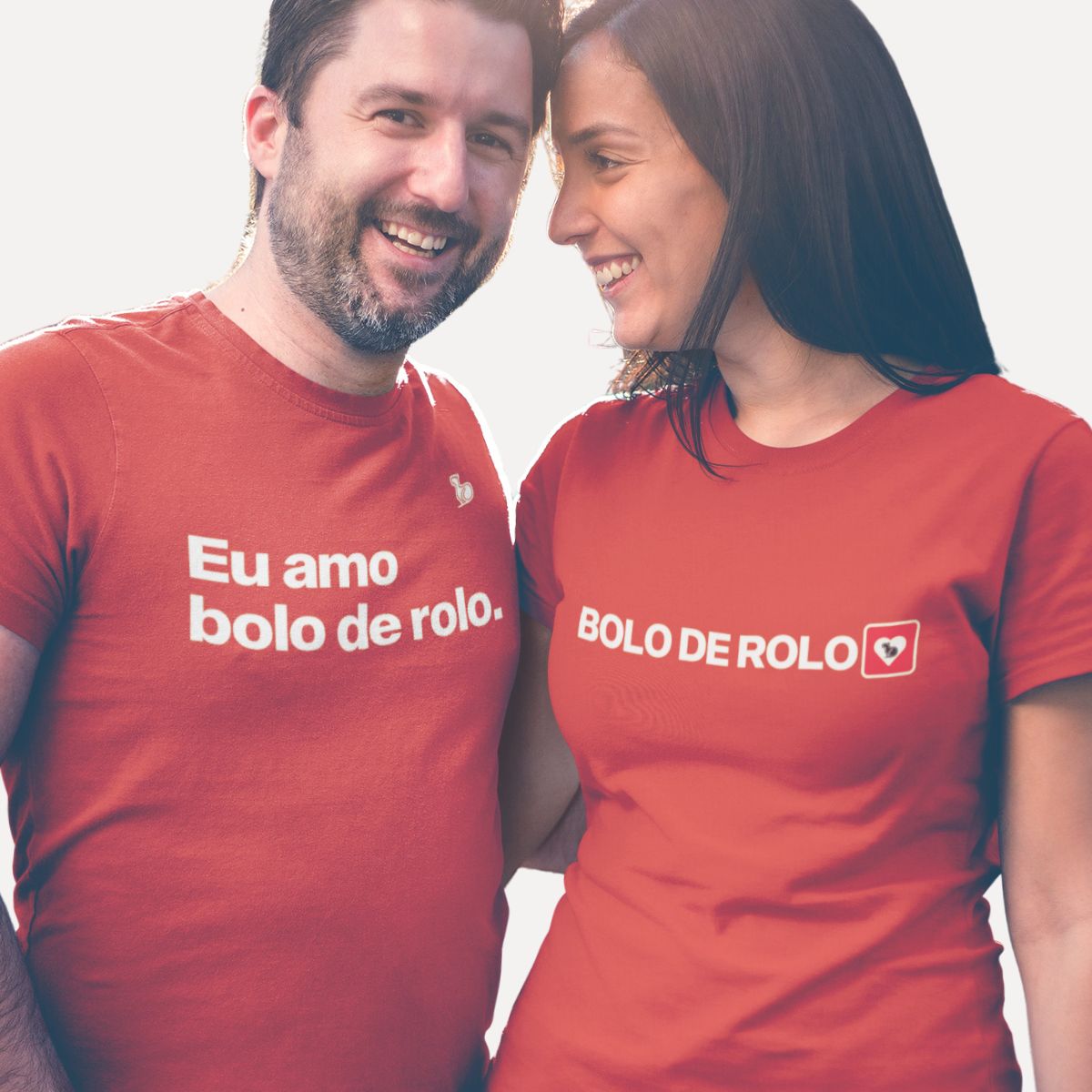 KIT CAMISETAS CASAL EU AMO BOLO DE ROLO